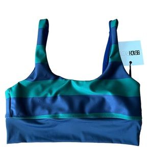 Beach Riot Verdant Rugby Stripe Leah Sports Bra Top Size L